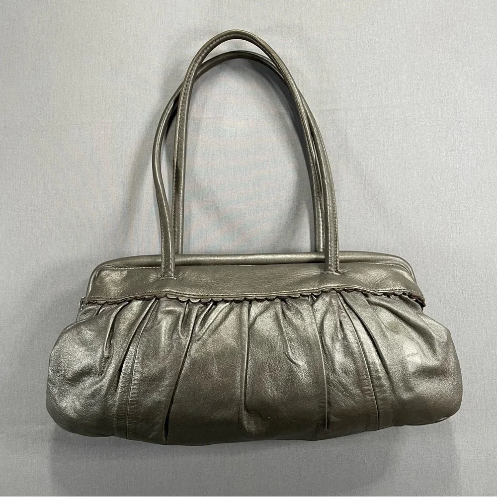 Marks & Spencer Limited Collection 100% Leather Y2K Style Bronze Metallic Bag
